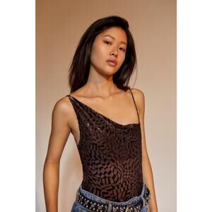 Urban Outfitters Out From Under Brown Sheer Velvet Weekender Bodysuit M